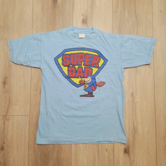 Super Dad T Shirt VTG 80s Single Stitch S USA Made Sun Sportswear Mens Small - Picture 1 of 6